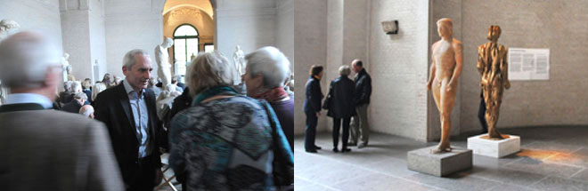 Impressionen von der Ausstellung und Foyer mit zwei überlebensgroßen Skulpturen
